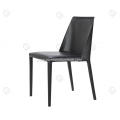 Black saddle leather high density foam dining chairs